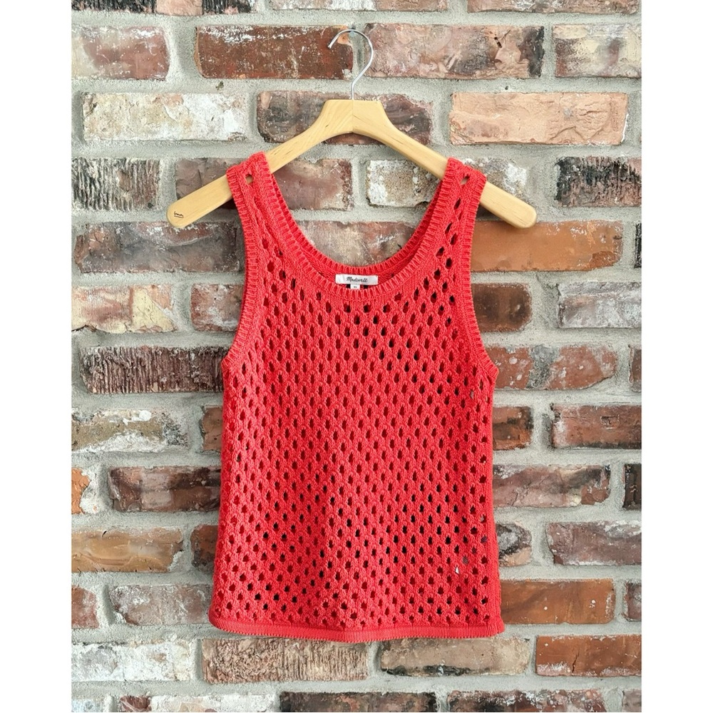 Madewell Open Knit Sweater Tank in Himalayan Orange, XS